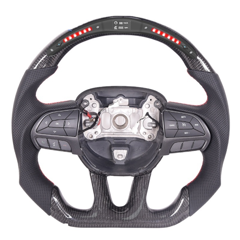 Custom Carbon Fiber Steering Wheel With LED For Dodge