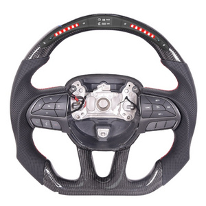 Custom Carbon Fiber Steering Wheel With LED For Dodge