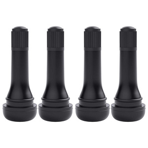 TR414 Tire Valve Stem Rubber Snap-in Short Black Stem for Tubeless 0.453 Inch 11.5mm Rim Holes on Standard Vehicle Tires