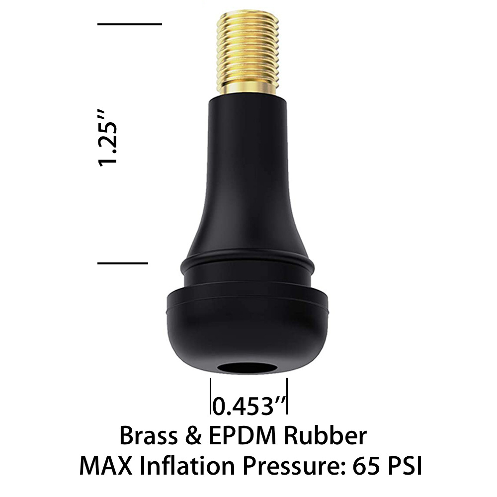 Factory Direct Supply Snap-In Tire Valve Stem TR413 Heavy Duty Heat Resistant Rubber for Tubeless 0.453in 11.5mm Rim Holes