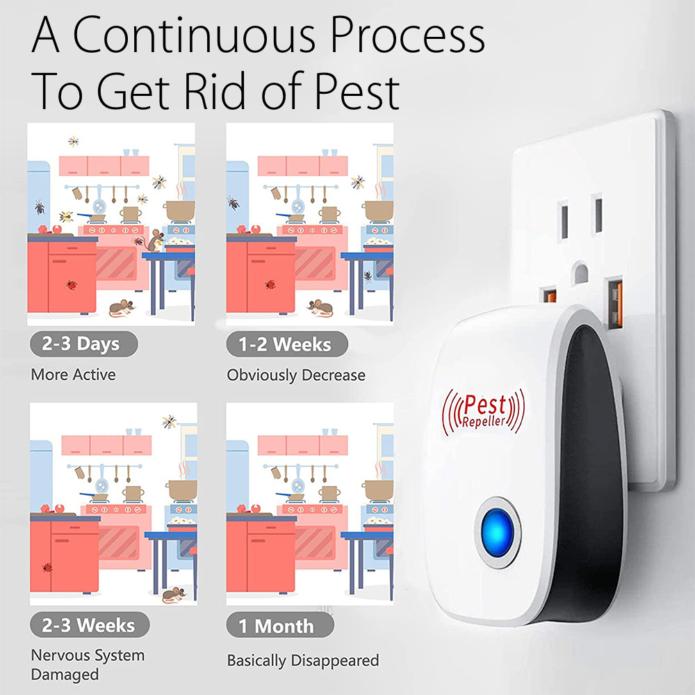 Ultrasonic Pest Mosquito Repeller 1/2/4/6 Packs Ultrasound Pest Control Electronic Plug in Insect Mouse Repellent