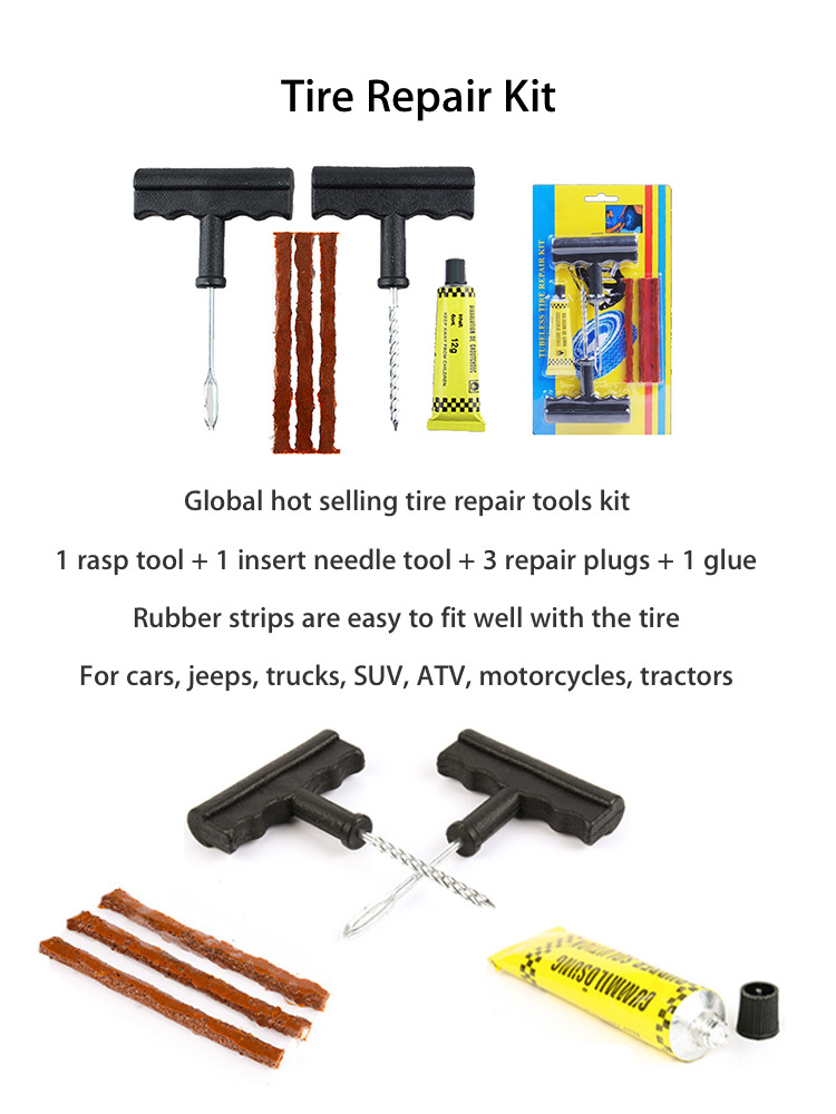 Today Ship Universal Heavy Duty Tire Repair tools Kit Plug Set for Car Motorcycle ATV Jeep Truck Flat Tire Puncture Repair