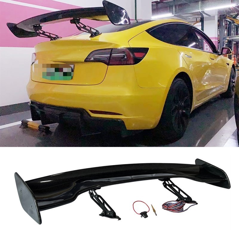 Car Auto Parts Electric Automatic Rear Trunk Spoiler Universal for 2019-2022 Tesla Model 3 Y Sedan Real Carbon Fiber Boot Wing