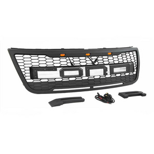 Front Bumper Grilles for 2012-2015 Ford Explorer Converted into F150 Style Black Grey Racing Grille