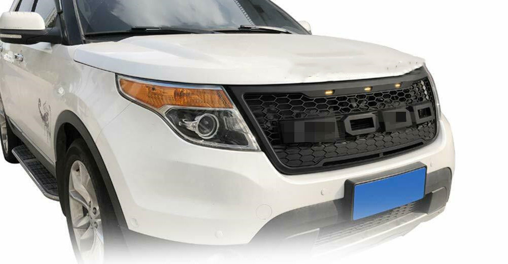 Front Bumper Grilles for 2012-2015 Ford Explorer Converted into F150 Style Black Grey Racing Grille