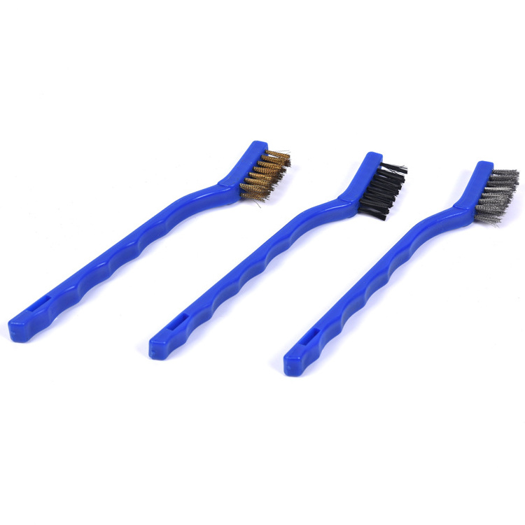 Factory Multi-purpose 3 Piece Set Nylon Brass Car Brush Cleaning Wire Brush Car Detailing Brush Kit For Car Window