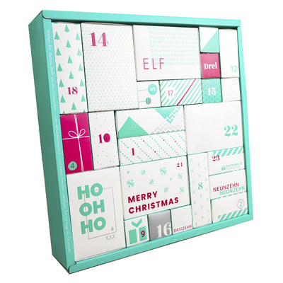 Empty Handmade Christmas Cosmetic Chocolate Cardboard Gift Advent Calendar Packaging Paper Box