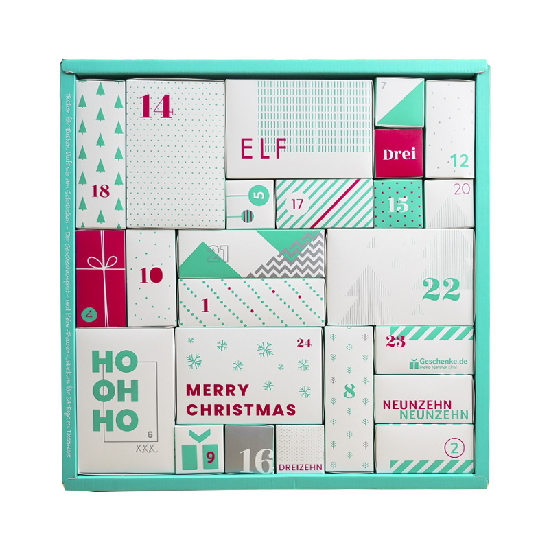 Empty Handmade Christmas Cosmetic Chocolate Cardboard Gift Advent Calendar Packaging Paper Box