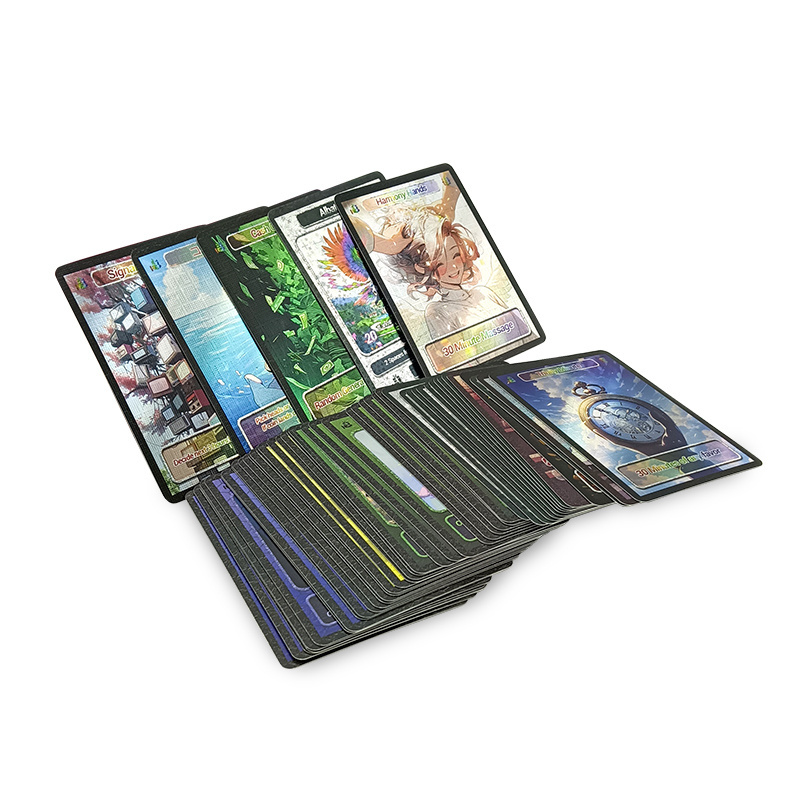 Holographic Trading Cards Supplier Printing Rainbow-like Back Rare Shiny Custom Trading Cards Games