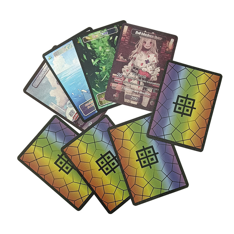 Holographic Trading Cards Supplier Printing Rainbow-like Back Rare Shiny Custom Trading Cards Games