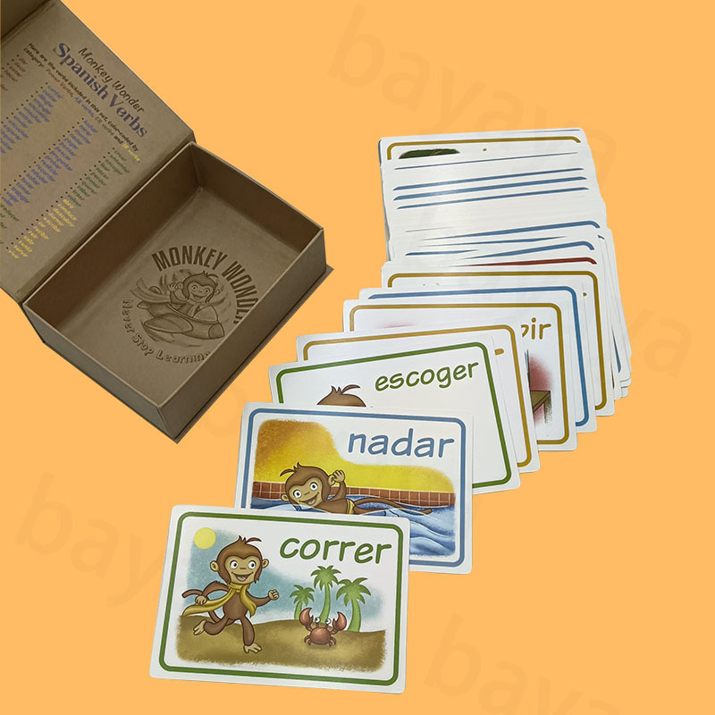 Custom Your Own Design Children Educational Memory Card Game Spanish Language Learning Flash Cards Printing Magnetic Box