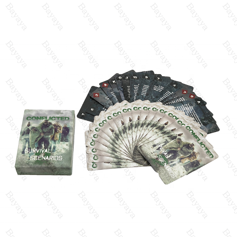 Bayaya New Style Black Deck Survival Poker Card Personalized Intelligent Playing Card Dealer Printed Paper Logo Box Game