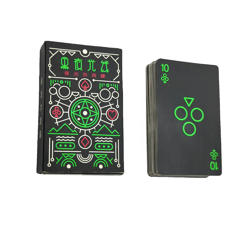 Bayaya Custom Printing Wholesale Price New Paper Night Light Poker Cards Premium Black Playing Cards