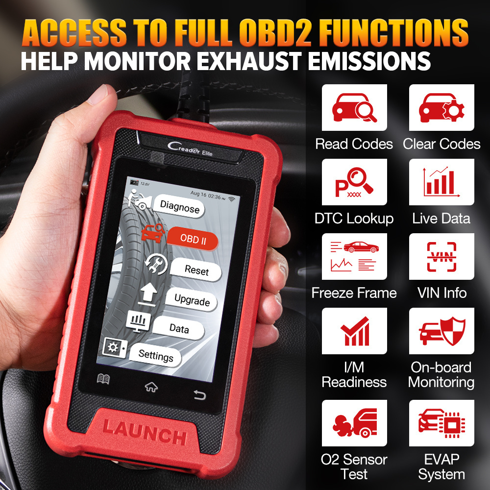 LAUNCH CRE202 OBD2 Scanner ABS SRS Code Reader 2 reset function Battery Test Auto VIN Wi-Fi Lifetime Free Update Automotive Tool