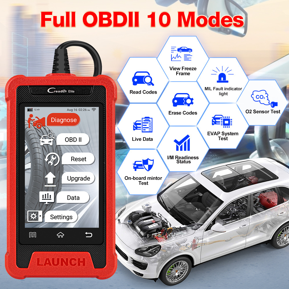 LAUNCH CRE200 OBD2 Automotive Scanner Code Reader Brake Bleeding ABS Airbag SRS Reset Crash Data OBD 2 Car Diagnostic Tool