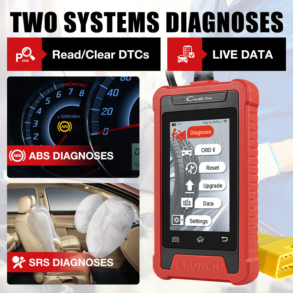 LAUNCH CRE202 OBD2 Scanner ABS SRS Code Reader 2 reset function Battery Test Auto VIN Wi-Fi Lifetime Free Update Automotive Tool