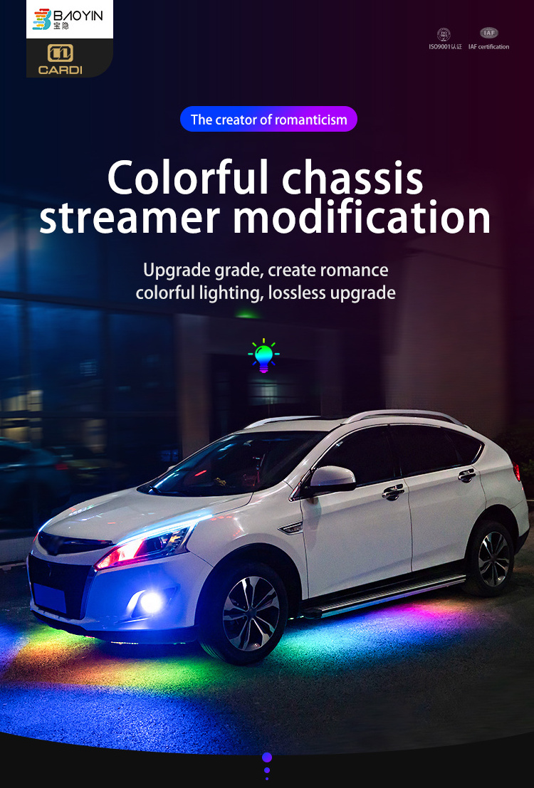 30W 12V Mobile APP Remote Control Atmosphere light auto led neon rgb car underglow light