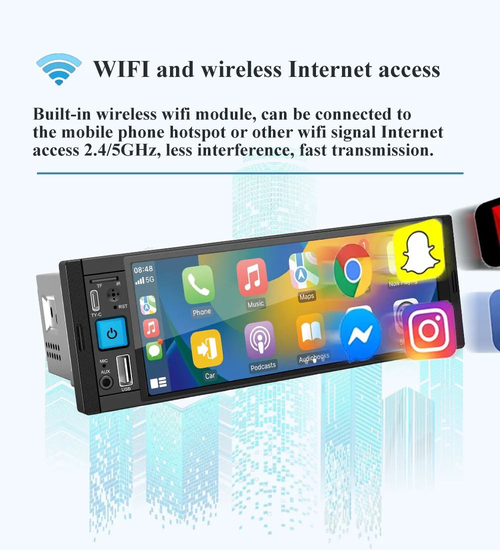 1 Din Android Screen Radio 6.2/6.86 Inch Car DVD player Universal Car Stereo Radio System MP5 MP3 Player With BT WIFI GPS