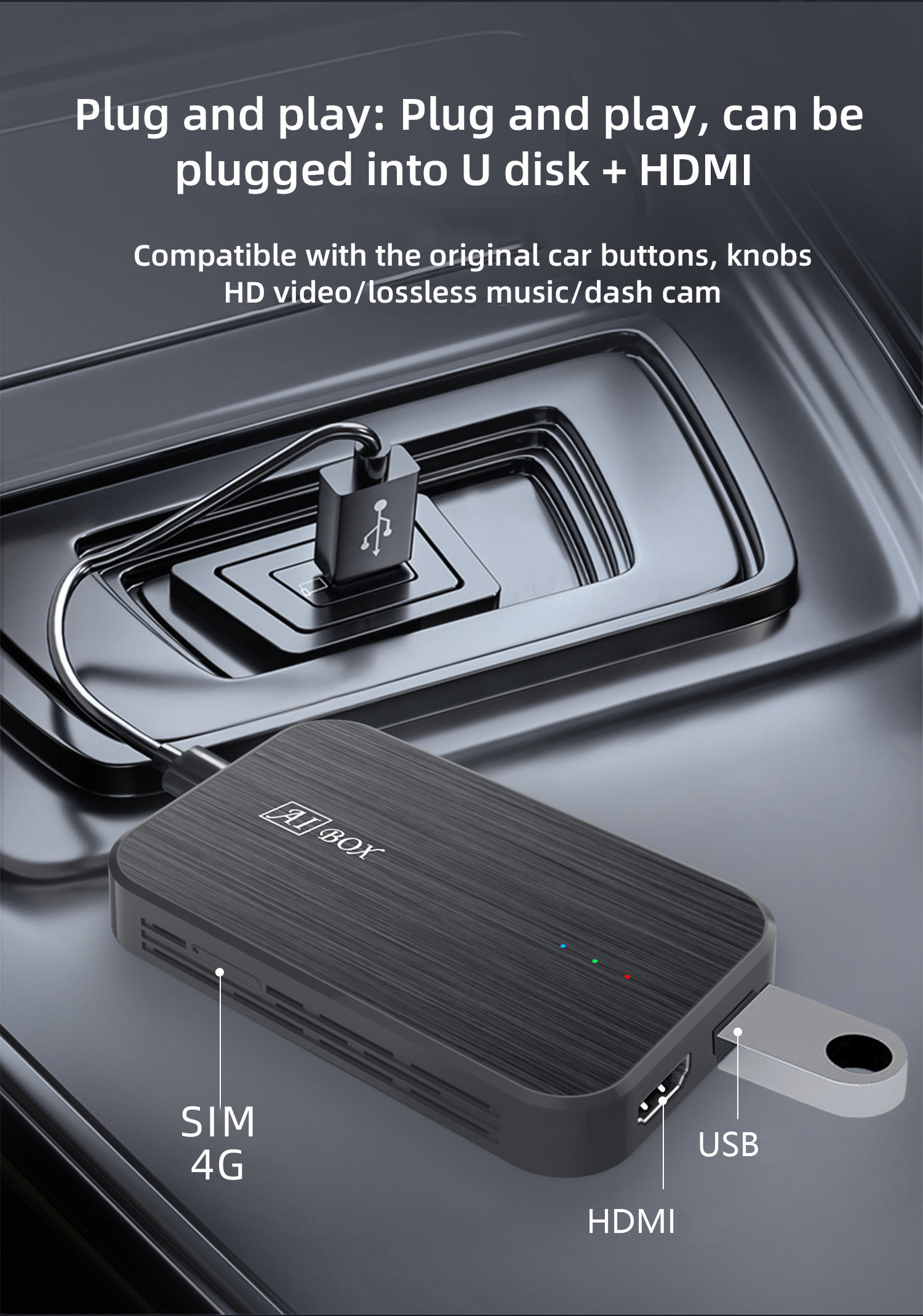 Portable Android system car play smart media box wireless Android auto Appl e Carplay ai box