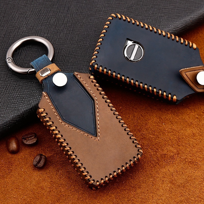 2020 NEW Hand Sewing High Grade Full Grain Genuine Leather Smart Car Key Case Cover for Volvo XC90 S80L S60 XC60 V40s