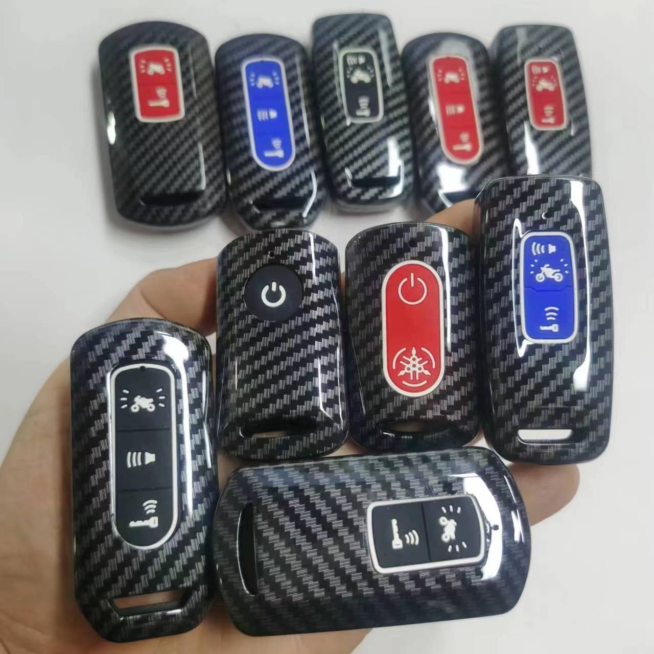 2024 New style carbon fiber key cover with silicone fit motor key for YAMAHA NVX155/AEROX155/QBIX125/XMAX300