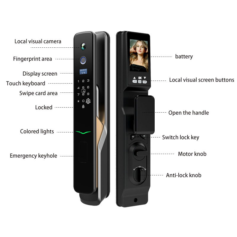 Home anti-theft door lock automatic smart password lock with surveillance camera fingerprint,video doorbell electronic