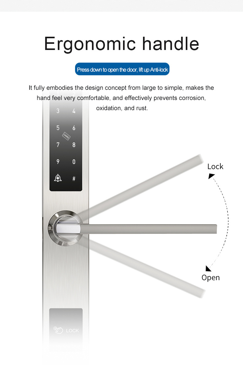 Outdoor Waterproof Antifreeze Door Lock tuya BT app Remote Unlock Smart Handle Sliding Door Lock For Aluminium Glass/garage Door