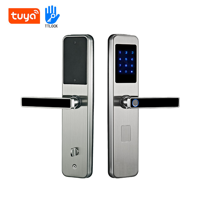 High Security Ttlock App New Design Safety Stainlesssteel Biometric Fingerprint Door Handle Keyless Smart Lock