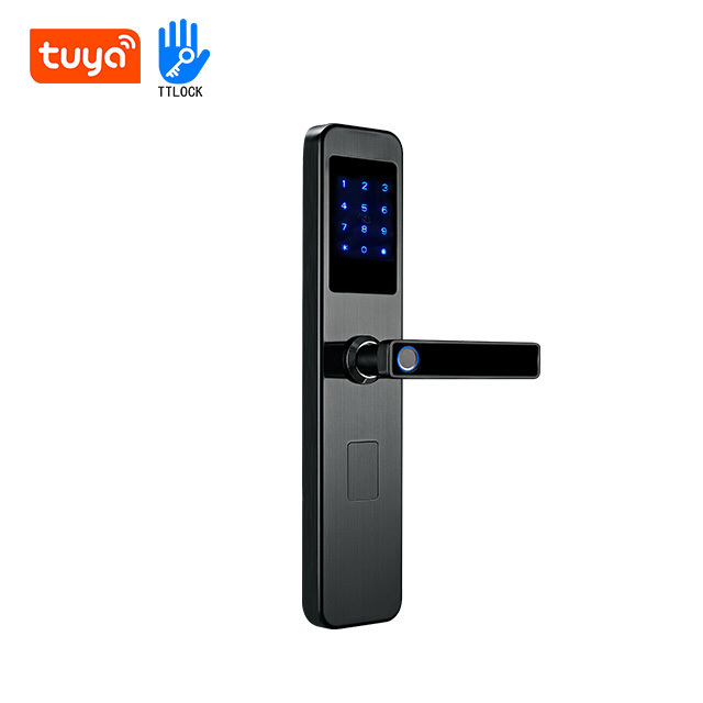 High Security Ttlock App New Design Safety Stainlesssteel Biometric Fingerprint Door Handle Keyless Smart Lock