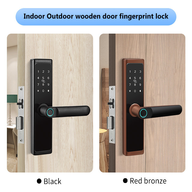 Tuya/TT Lock/APP Optional Smart Fingerprint Door Lock Digital Electric Lock With Long Handle Security Anti-theft For Home Hotel