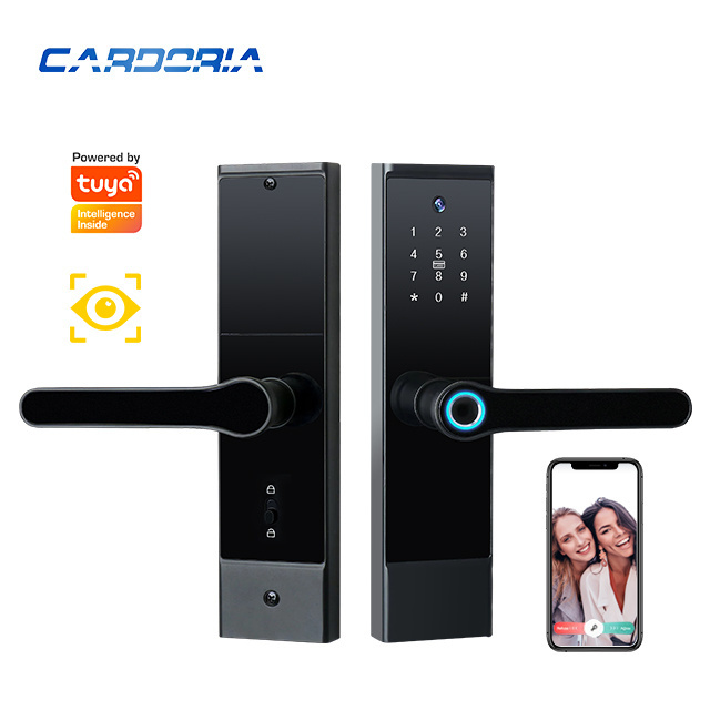 New Arrival Smart Door Lock With Camera 5050 Mortise Aluminum Alloy Code Door Lock Tuya Fingerprint Door Lock