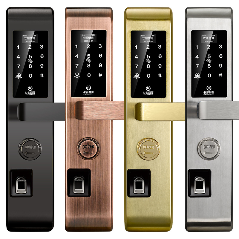 Best Selling Biometric Fingerprint Touch Screen Digital Hotel fingerprint electronic door lock gold  with Door Handles