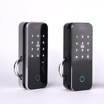 Safe Digital Smart Remote Control Wireless Frameless Tempered Sliding Glass Fingerprint Door Push Hook Lock For Office