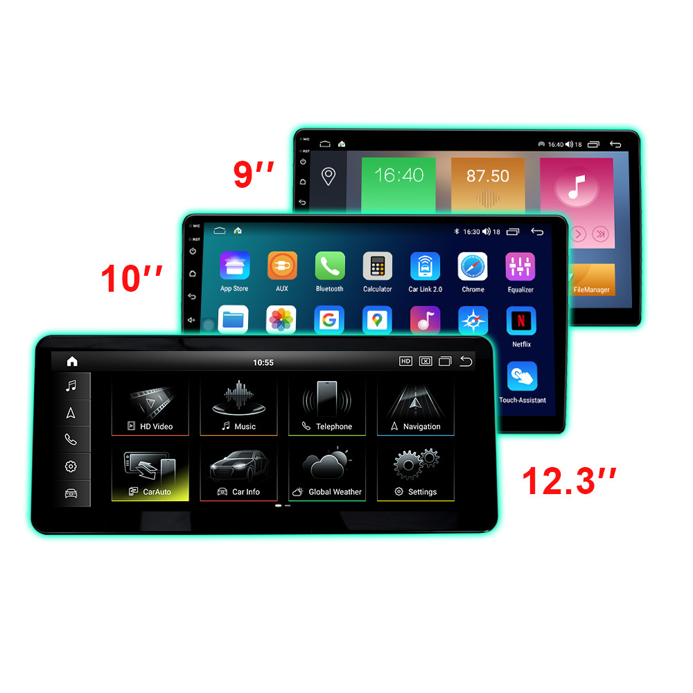 factory supply 9 10 12.3 inch 2 din Android wholesale touch screen auto electronic video car multimedia player