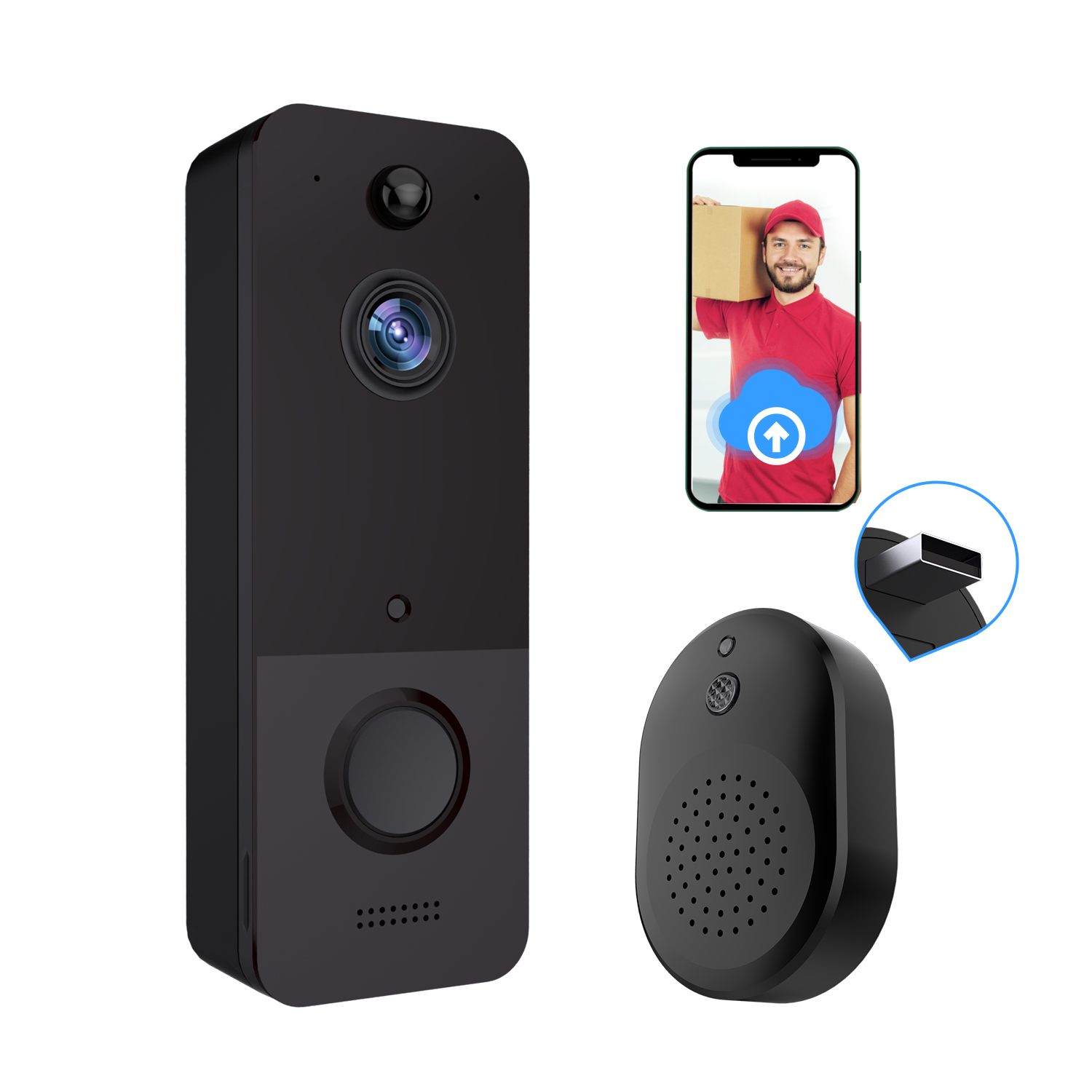 Wifi Doorbell Free Chime battery Intercom Video Door Bell Kit 2.4GHz Apartment Security Camera Aiwit  APP Doorbell