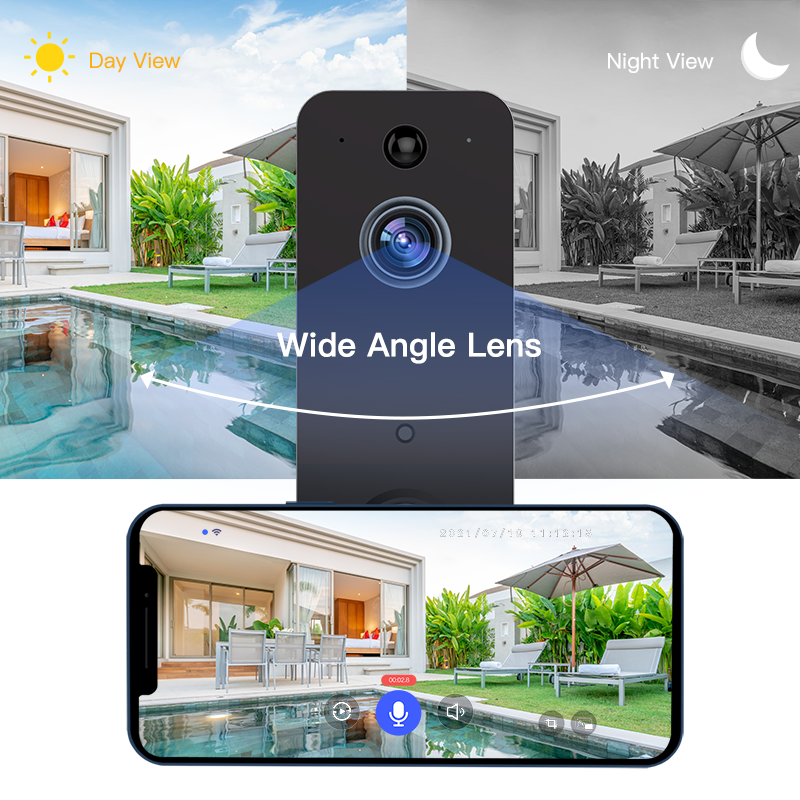 Wifi Doorbell Free Chime battery Intercom Video Door Bell Kit 2.4GHz Apartment Security Camera Aiwit  APP Doorbell