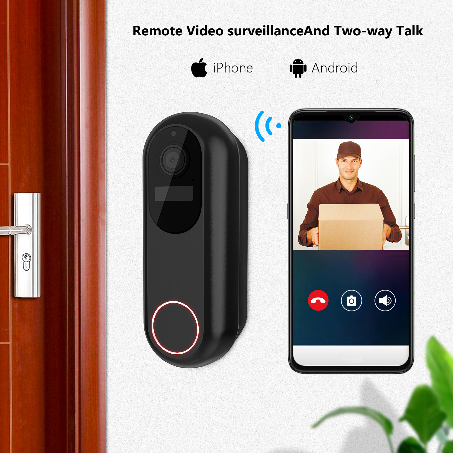 Home Security Wireless Waterproof Remote Control Hd 1080p Ip66 5g Wifi Video Smart Wifi Doorbell Camera