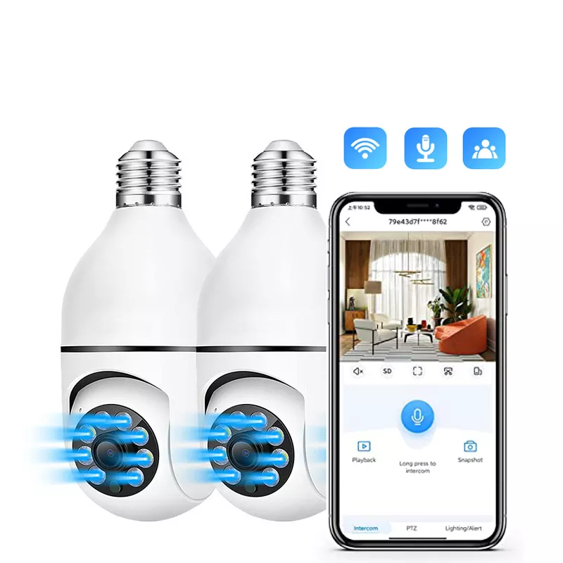 E27 1080P Wireless Light Camera Lamp Holder 2MP WiFi Bulb Camera Indoor Night Vision Surveillance Light Bulb Camera