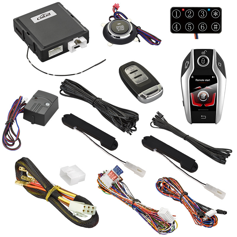 PKE Keyless Push Button Engine Start Remote Starter PKE Car Alarm with LCD Smart Car Key