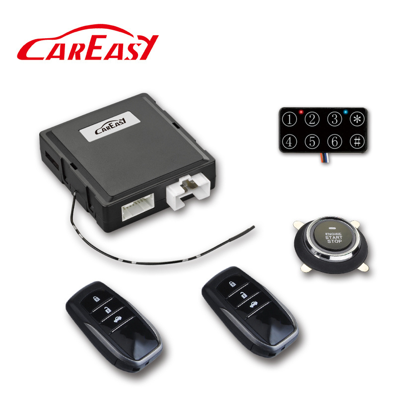 PKE Keyless Entry Push Button Start System Remote Starter Smart PKE Car Alarm with Password Keypad for Locking/Unlocking