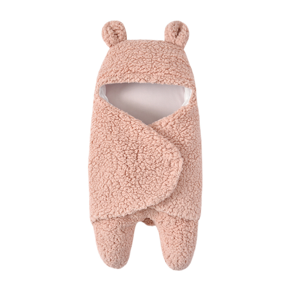 Cute Bear Organic Cotton Newborn Swaddle Warm Sherpa Neutral  Breathable And soft Baby Blanket Baby Sleeping Wrap Swaddle