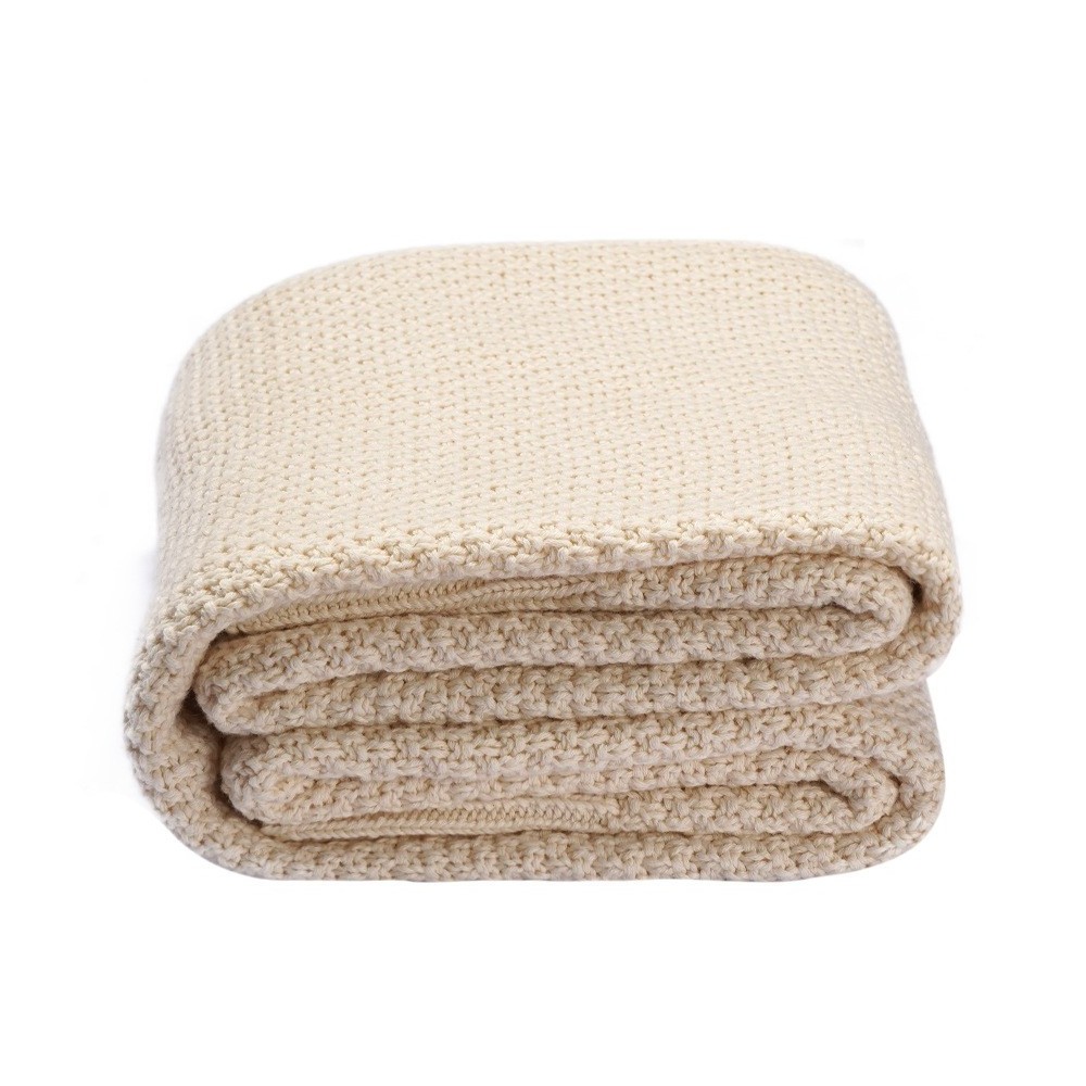 Cotton Moss Stitch Solid Soft Decorative Knitted Blanket Saby sleeping Blankets 100% Cotton Swaddle Warp