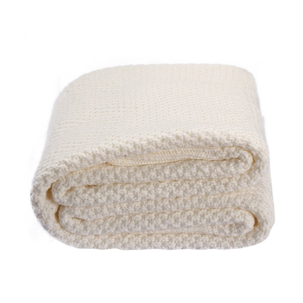 Cotton Moss Stitch Solid Soft Decorative Knitted Blanket Saby sleeping Blankets 100% Cotton Swaddle Warp