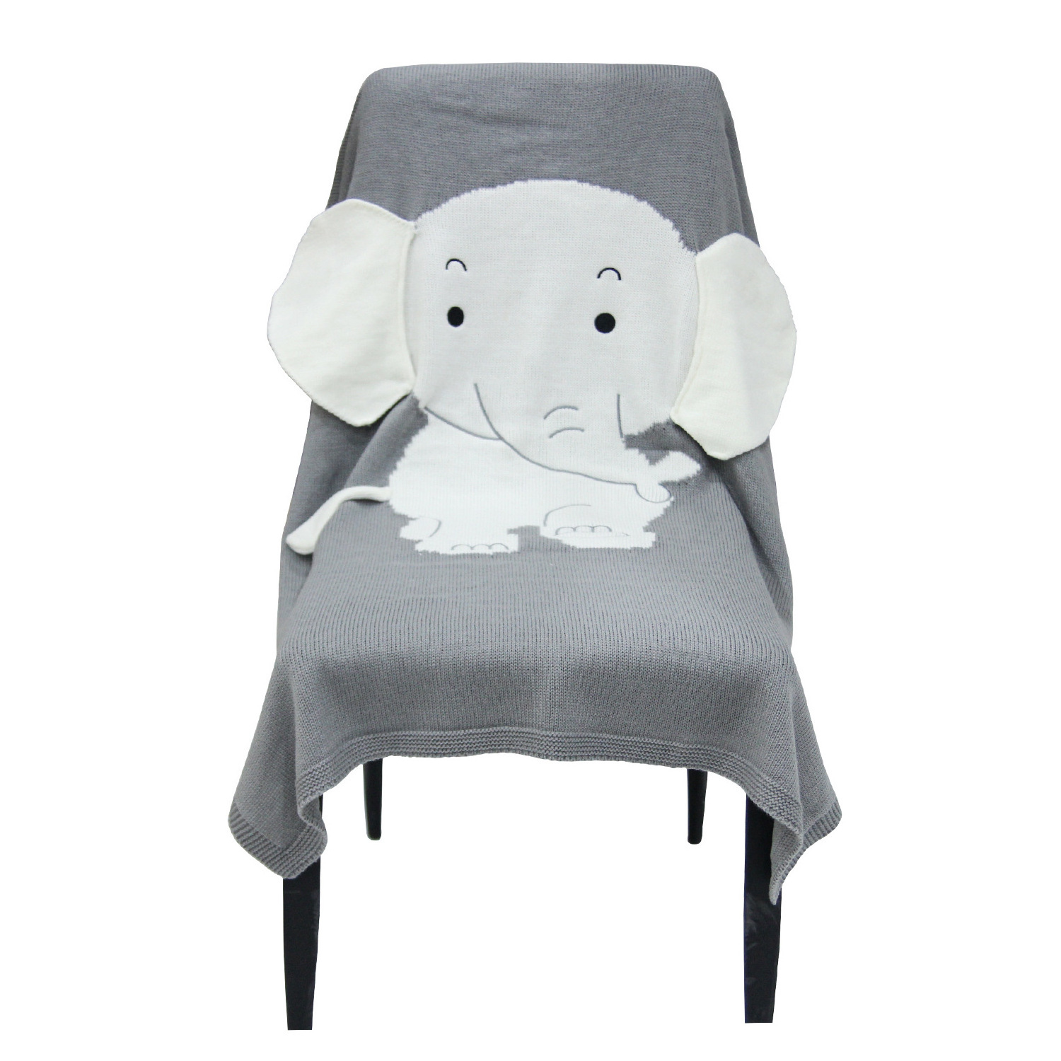 Pashmina Knitted Bath Towel Soft Warm Knitted Swaddle Cute Big Elephant Ear Toddler Bedding Blankets Pashmina Security Blanket