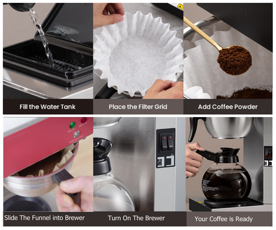 Commercial Auto Keep Warm Function Smart Anti-drip System Drip Espresso American Commercial Coffee Machine Maker