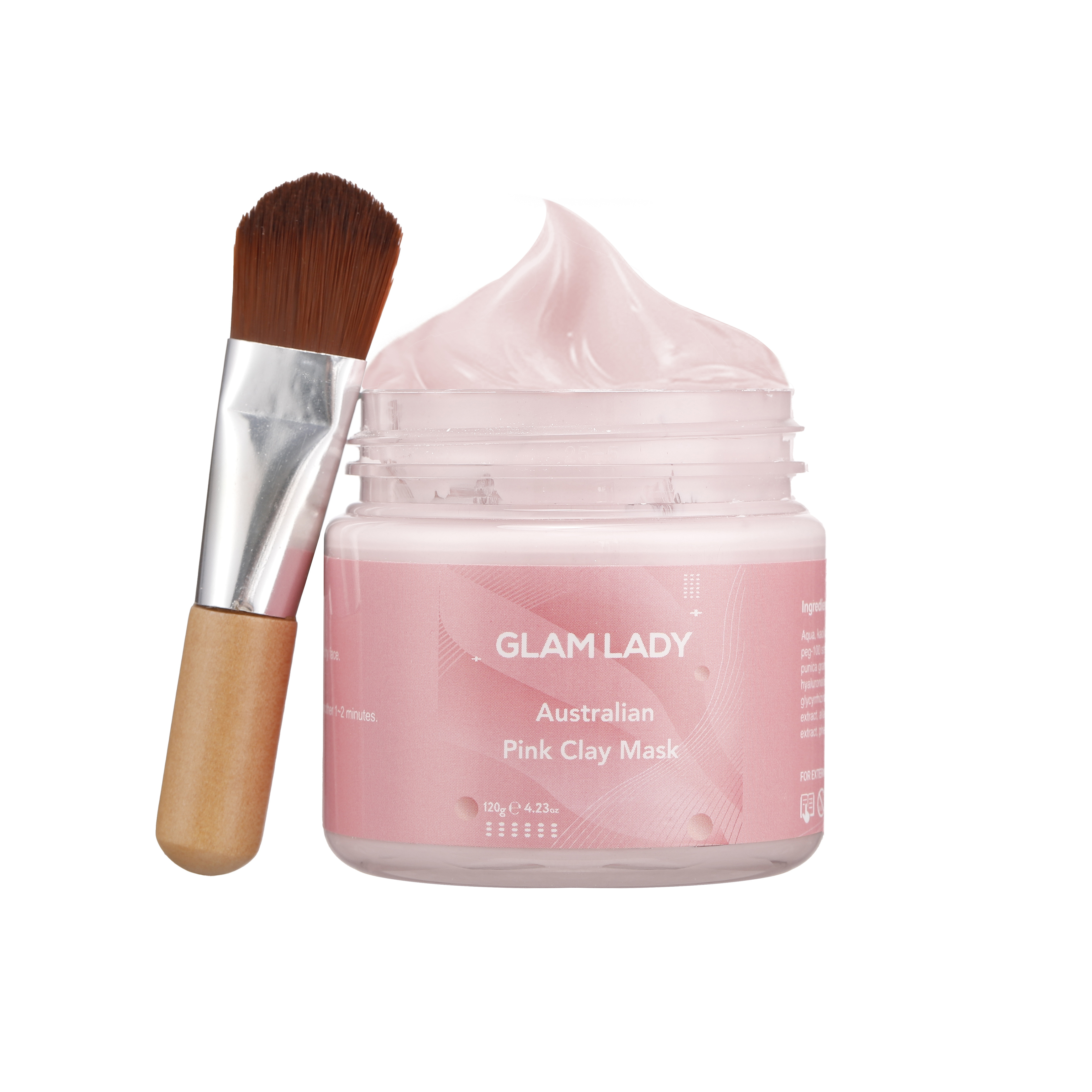 Private Label Australian pink clay facial mask mud with	Rose extract for Deep cleansing and whitening