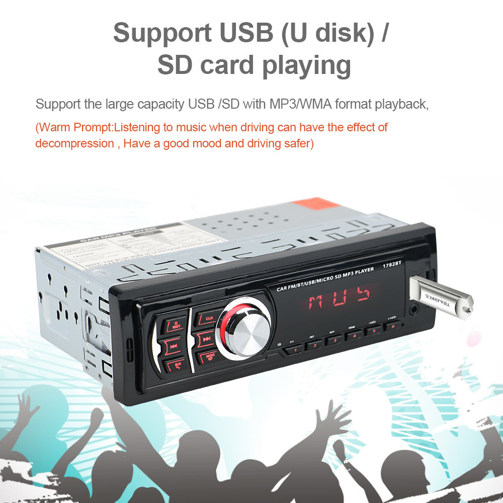 1 din detachable panel multimedia car MP3 player audio stereo with Bt/DVD/VCD/CD/MP4/MP3/AM/FM