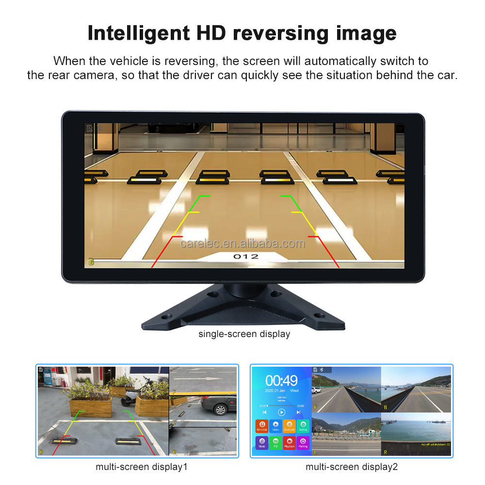 Sunway 10.36 Inch 4ch Split Screen Carplay DVR Recorder Monitor With AHD Front Rear Backup 1080P Camera For Truck/Bus/Traile