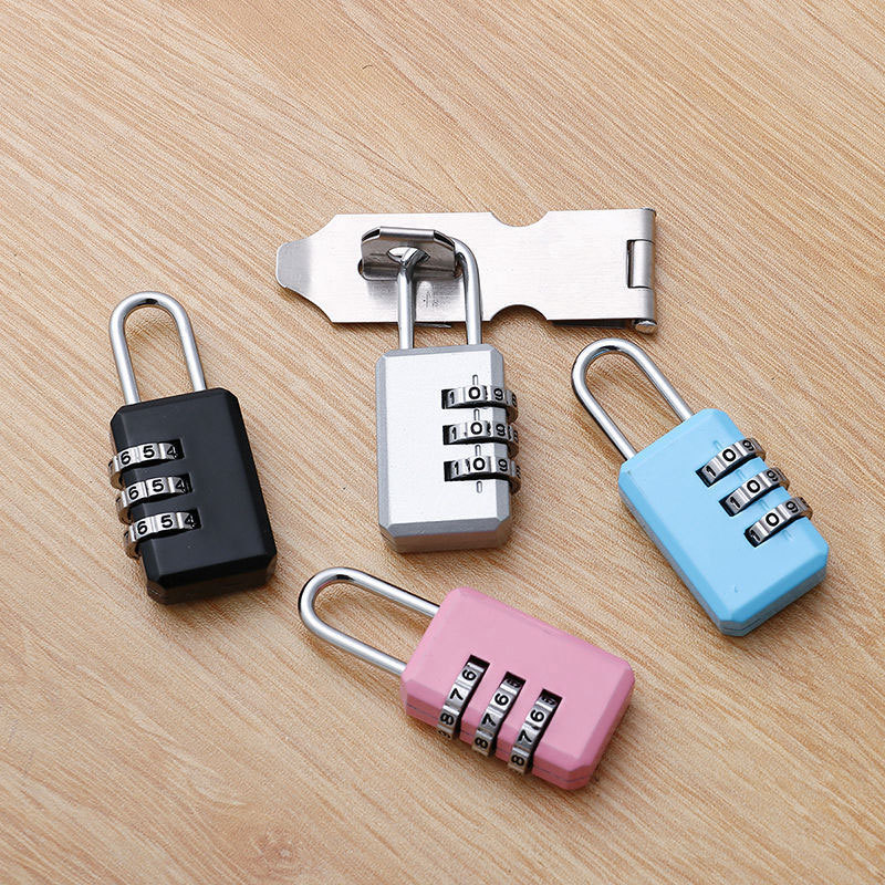 Wholesale zinc alloy mini padlock schoolbag trunk gym wardrobe door password lock 3-digital travel padlock