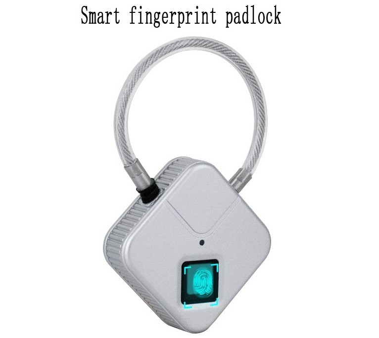 electronic lock Waterproof Smart Fingerprint Padlock for luggage bag with cable Anti-Theft Lock